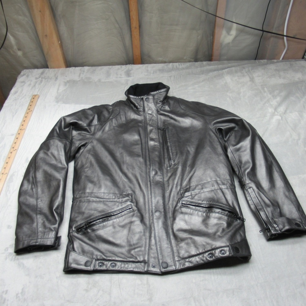 Polo Ralph Lauren Leather Jacket Men Medium BL Purple Label Removable Liner RARE